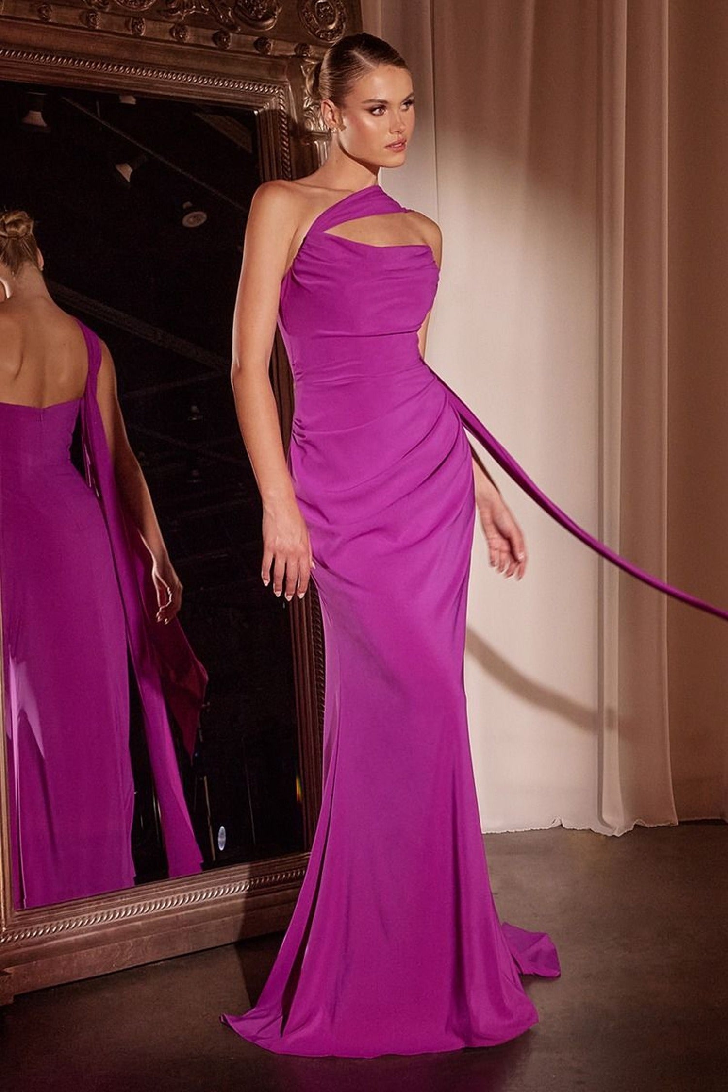 Ladivine 7433 - Sash Chiffon Long Gown