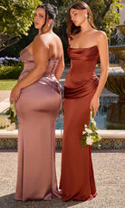 Ladivine 7439 Draped Straight Neckline Dress