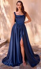 Ladivine 7446 - Satin Cowl Neck A-Line Gown