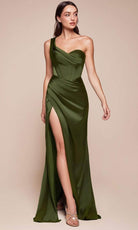 Ladivine 7448 - One Shoulder Satin Long Gown