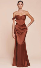 Ladivine 7448 - One Shoulder Satin Long Gown
