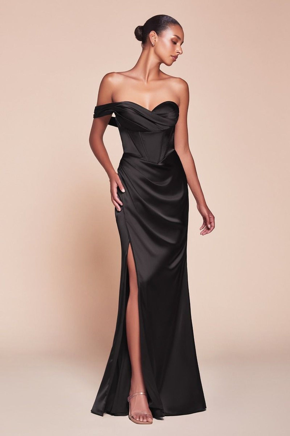 Ladivine 7448 - One Shoulder Satin Long Gown