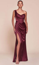 Ladivine 7448 - One Shoulder Satin Long Gown