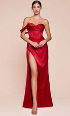 Ladivine 7448 - One Shoulder Satin Long Gown