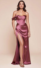 Ladivine 7448 - One Shoulder Satin Long Gown