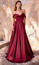 Ladivine 7449 - Off Shoulder Pleated Skirt Evening Gown