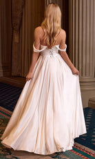 Ladivine 7449W - Draped Off Shoulder A-Line Gown
