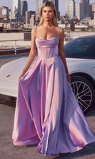 Ladivine 7481 - Draped A-Line Evening Dress