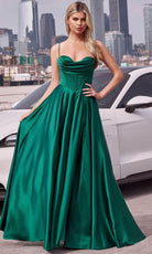 Ladivine 7481 - Draped A-Line Evening Dress