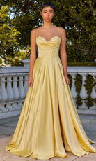 Ladivine 7481 - Draped A-Line Evening Dress