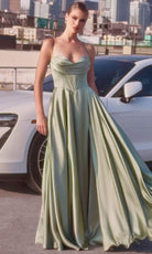 Ladivine 7481 - Draped A-Line Evening Dress