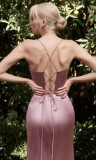 Ladivine 7483 Lace-Up Back Fitted Dress