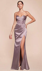 Ladivine 7483 Lace-Up Back Fitted Dress