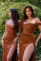 Ladivine 7483 Lace-Up Back Fitted Dress