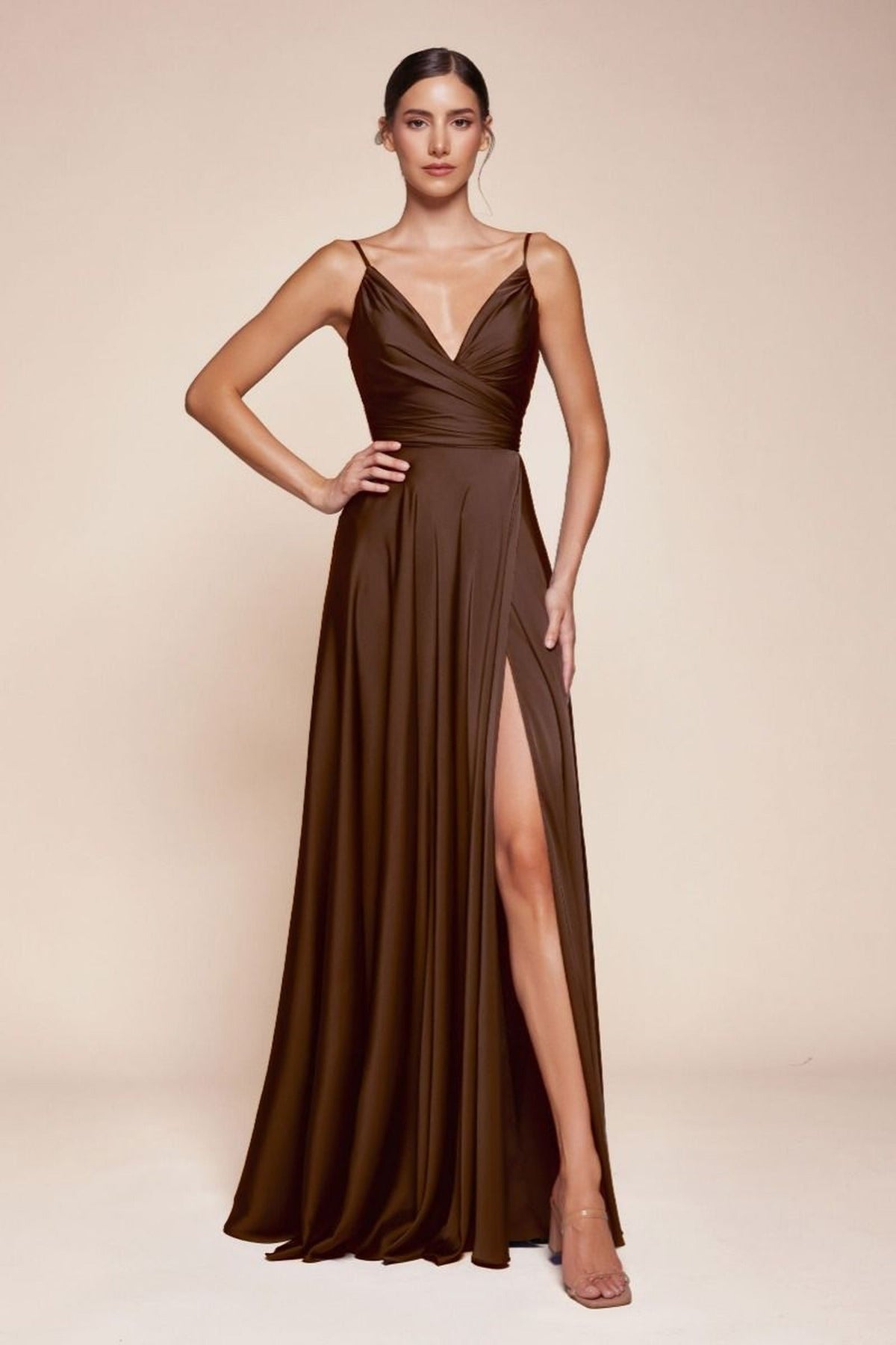 Ladivine 7485 - Soft Satin A-Line Gown