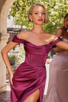 Ladivine 7492 - Cowl Neck Satin Evening Gown