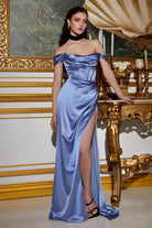 Ladivine 7492 - Cowl Neck Satin Evening Gown
