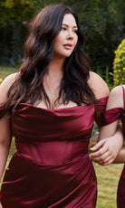 Ladivine 7492C - Off Shoulder Corset Evening Gown