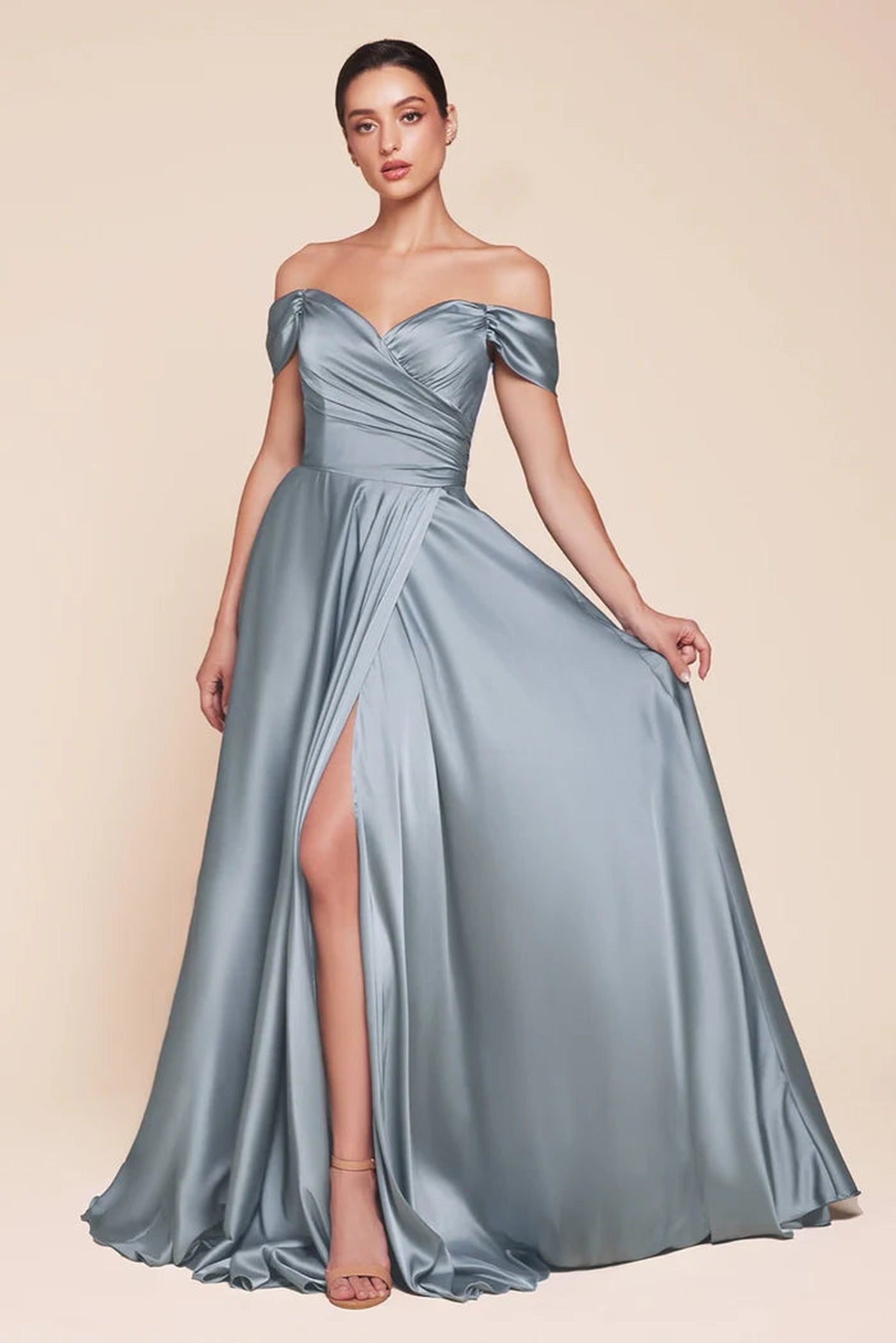 Ladivine 7493 - Sweetheart Satin Evening Gown