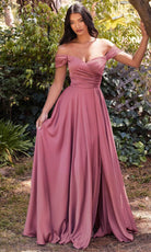 Cinderella Divine 7493C - A-Line Evening Off Shoulder Evening Dress