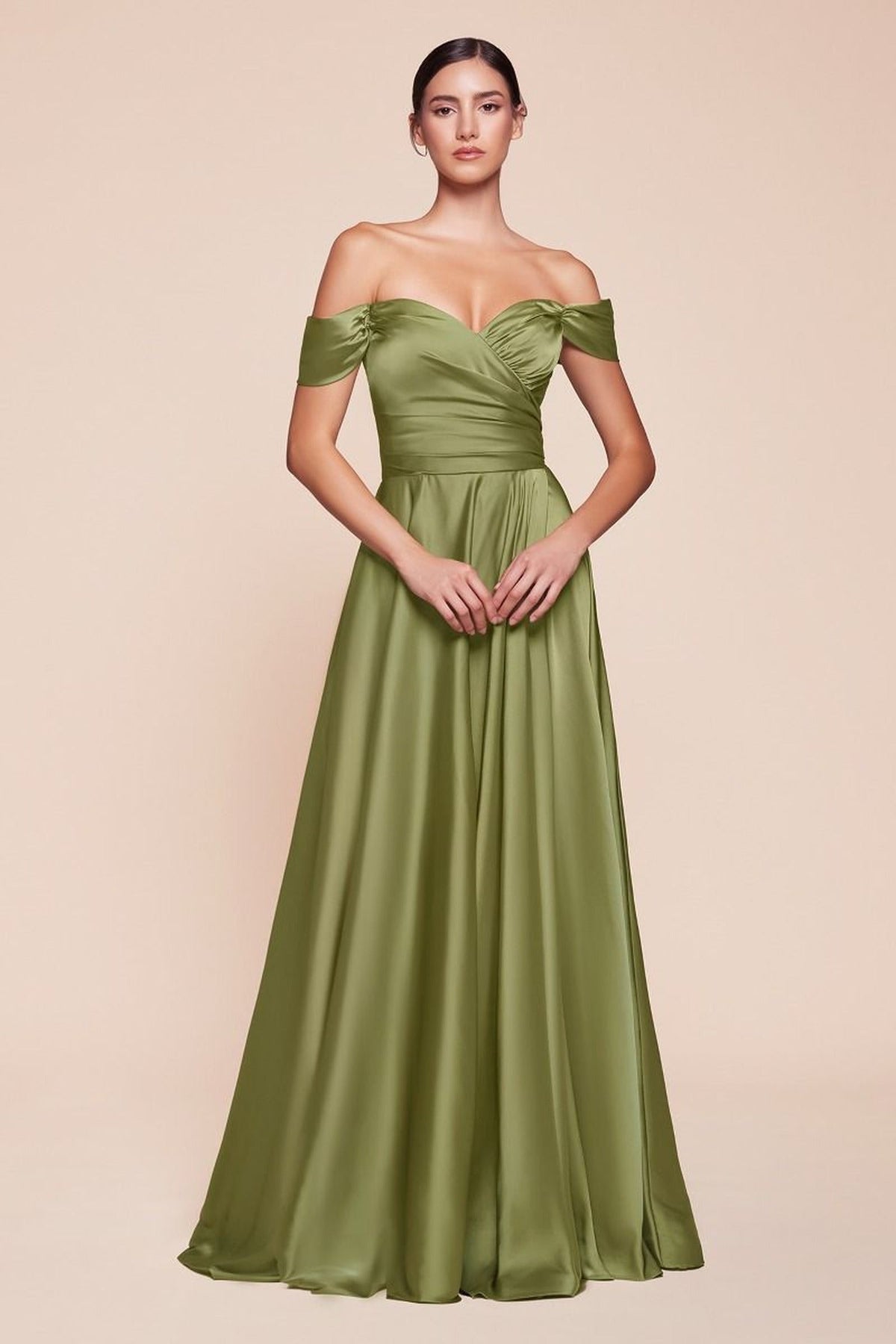 Ladivine 7493C - Off Shoulder A-Line Evening Gown