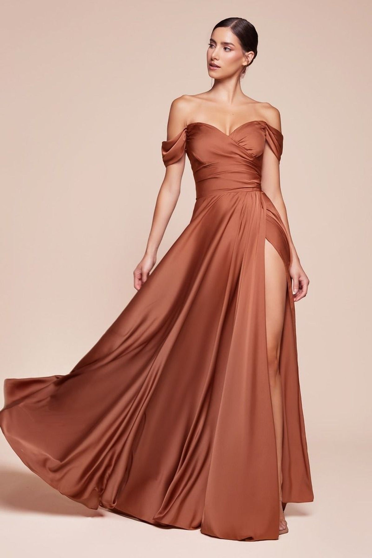 Ladivine 7493C - Off Shoulder A-Line Evening Gown