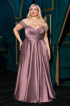 Ladivine 7493C - Off Shoulder A-Line Evening Gown