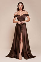 Ladivine 7493C - Off Shoulder A-Line Evening Gown