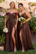 Ladivine 7493C - Off Shoulder A-Line Evening Gown