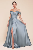 Ladivine 7493C - Off Shoulder A-Line Evening Gown