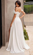 Ladivine 7493W - Gathered Off Shoulder Bridal Dress