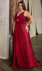 Ladivine 7497 - Ruched Knotted V-Neck Prom Gown