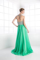 Ladivine 8107 - Pearl Adorned Bodice Chiffon Gown
