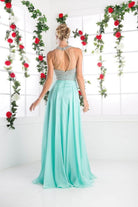 Ladivine 8107 - Pearl Adorned Bodice Chiffon Gown