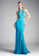 Ladivine 85201 - Adorned High Halter Fitted Evening Gown