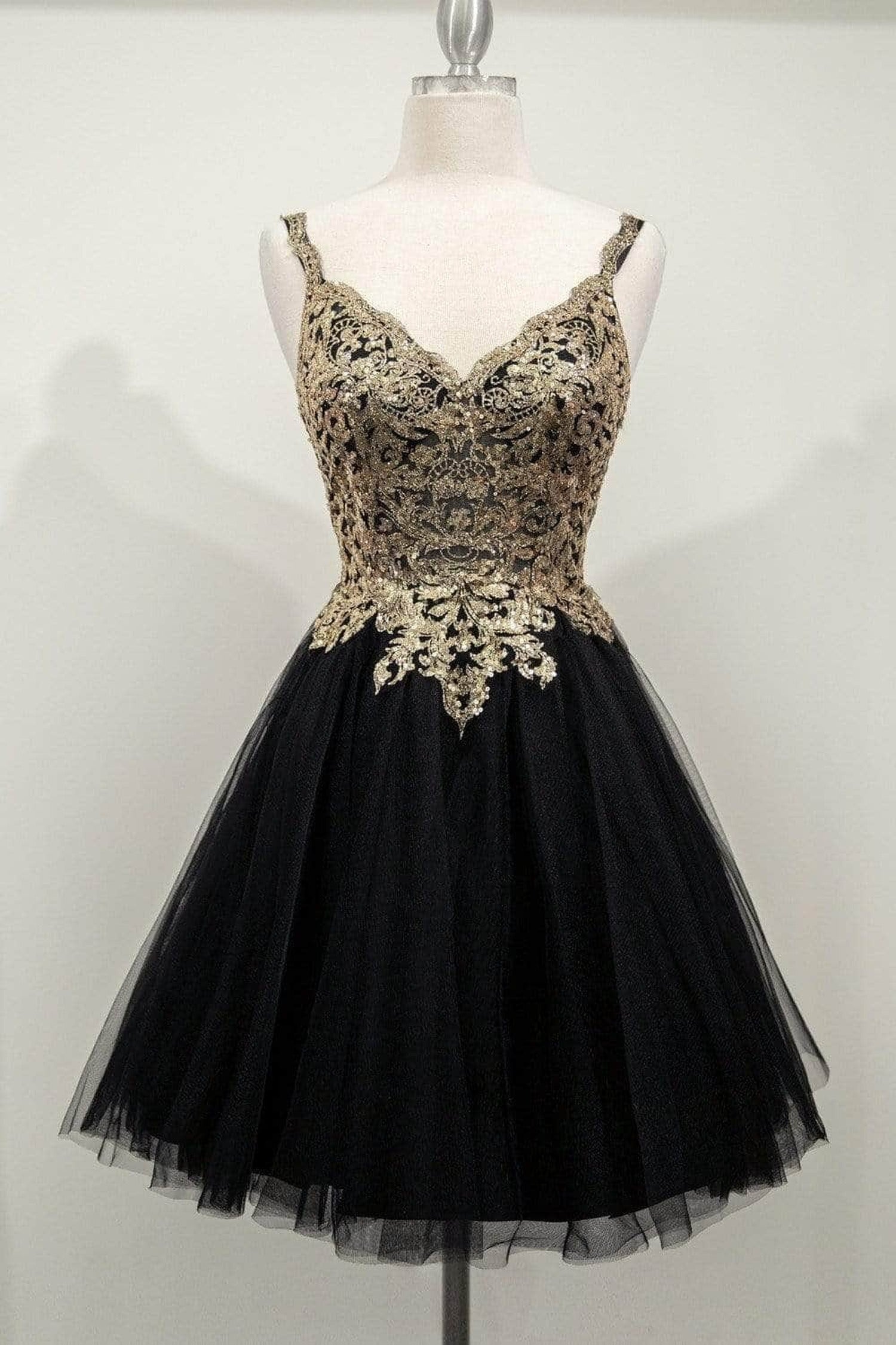 Ladivine 9239 - Adorned V Neck A-line Dress