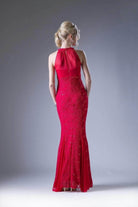 Ladivine A1613 - Lace Illusion Halter Sheath Dress