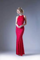 Ladivine A1613 - Lace Illusion Halter Sheath Dress
