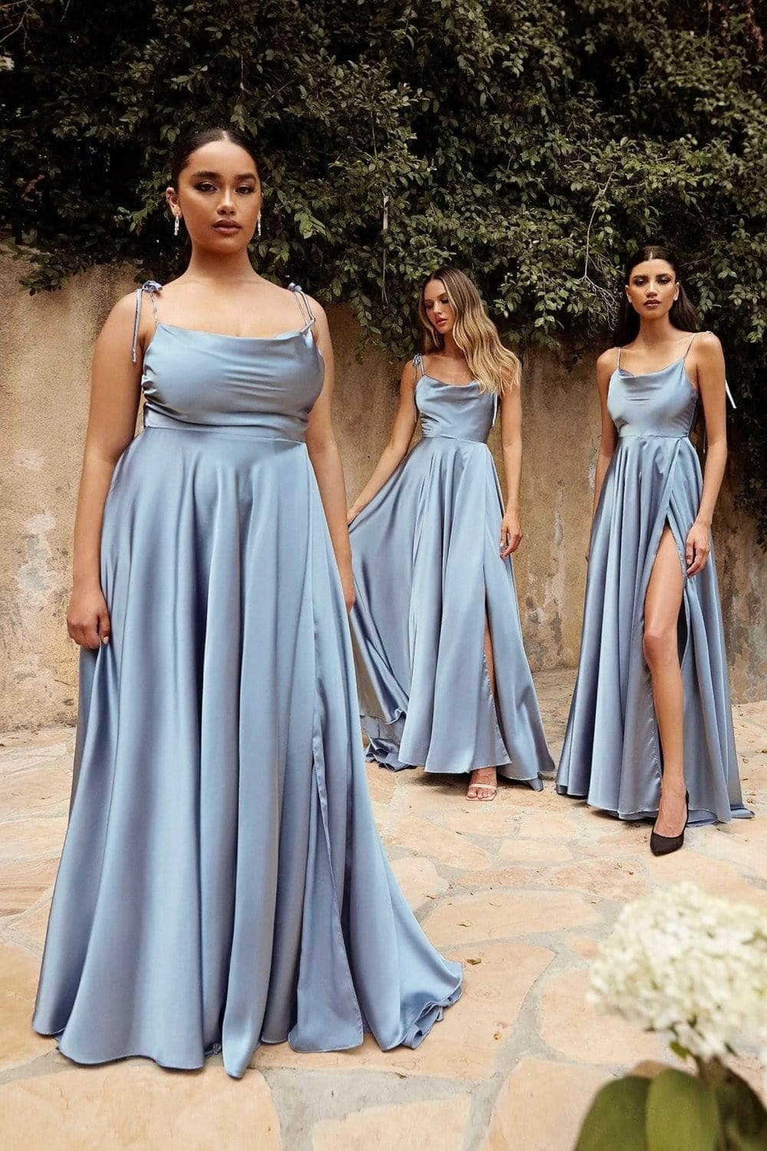 Ladivine BD104 - Satin Cowl Neck Affordable Prom Gown