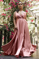 Ladivine BD105 - Flowy Satin A-Line Gown