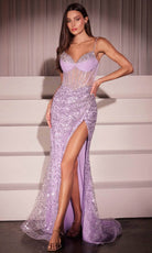 Ladivine C162 - Sheer Bejeweled Corset Gown