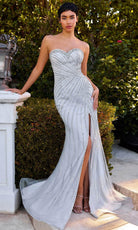 Ladivine C166 - Sweetheart Neckline Rhinestone Embellished Prom Gown