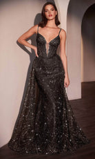 Ladivine C167 - Embellished Overskirt Evening Dress