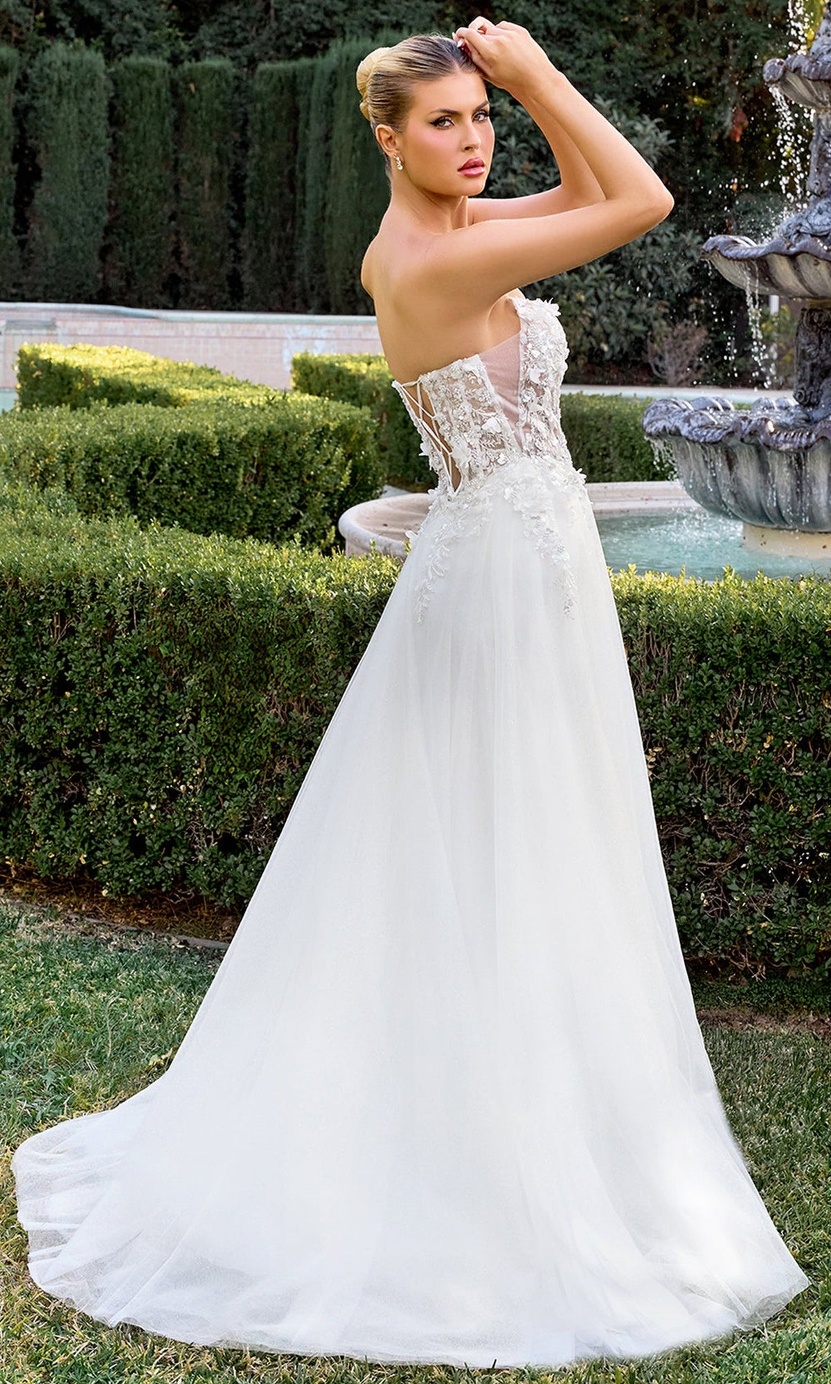 Ladivine C174W - Strapless Floral Corset Wedding Gown