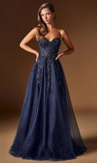 Ladivine C177 - Sweetheart Embellished Glitter Tulle Prom Gown
