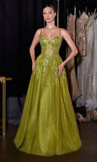 Ladivine C177 - Sweetheart Embellished Glitter Tulle Prom Gown