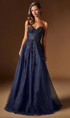 Ladivine C177 - Sweetheart Embellished Glitter Tulle Prom Gown