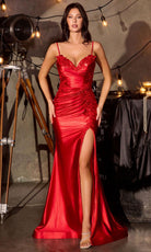 Ladivine CA119 - Embroidered Applique High Slit Evening Gown