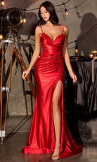 Ladivine CA119 - Embroidered Applique High Slit Evening Gown