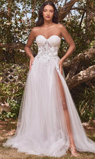 Ladivine CB080W - Strapless Floral Wedding Gown